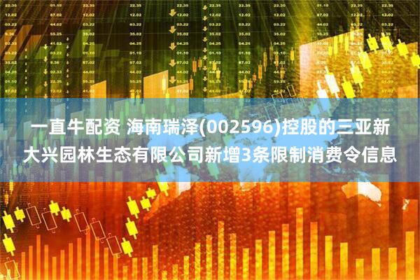 一直牛配资 海南瑞泽(002596)控股的三亚新大兴园林生态有限公司新增3条限制消费令信息