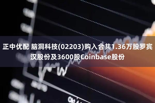 正中优配 脑洞科技(02203)购入合共1.36万股罗宾汉股份及3600股Coinbase股份